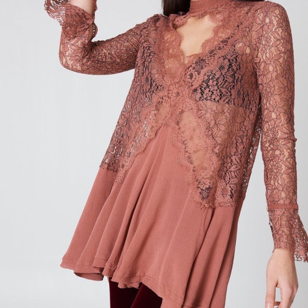 Free People Secret Origins Pieced Lace Tunic
